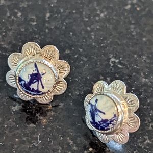 Delft sterling silver earrings